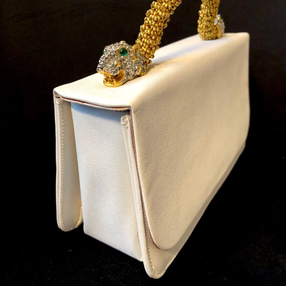 69’ Vintage - White Jeweled Panther Head Bag - Picture 5 of 6